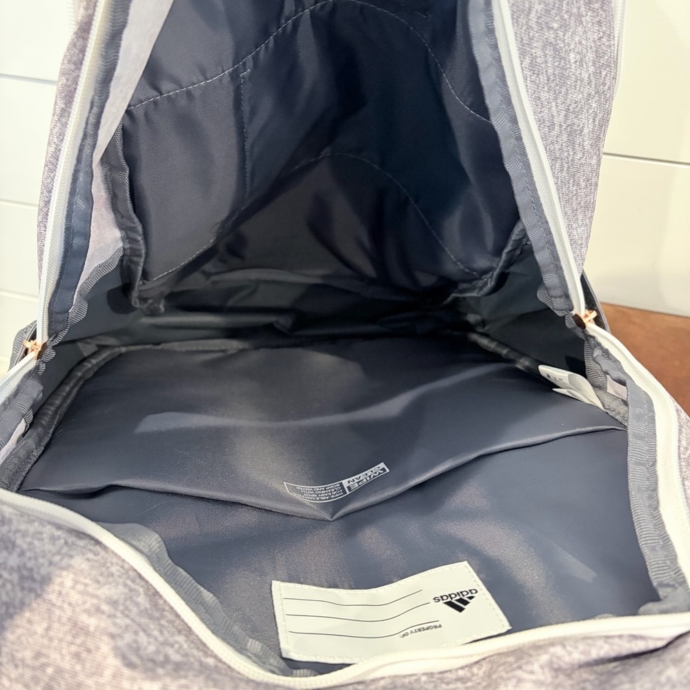 Adidas Gray Backpack Rose Gold Logo School Travel Laptop Bag - Picture 5 of 9